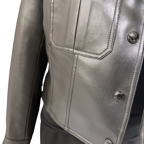NWT Michael Kors Black Faux Leather Jacket Size S - Picture 3 of 12